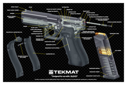 Tekmat Armorers Bench Mat 11"x17" Glock 17 G4 Cut Away