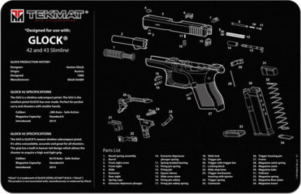 Tekmat Armorers Bench Mat 11"x17" Glock 42 & 43