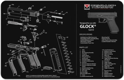 Tekmat Armorers Bench Mat 11"x17" Glock Gen5 Black