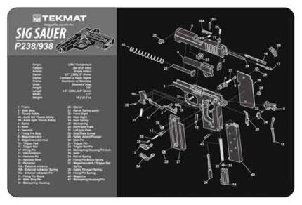 Tekmat Armorers Bench Mat 11"x17" Sig Sauer 238 Pistol