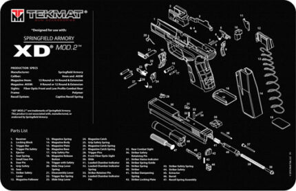 Tekmat Armorers Bench Mat 11"x17" Springfield Xd Mod2 Pistol