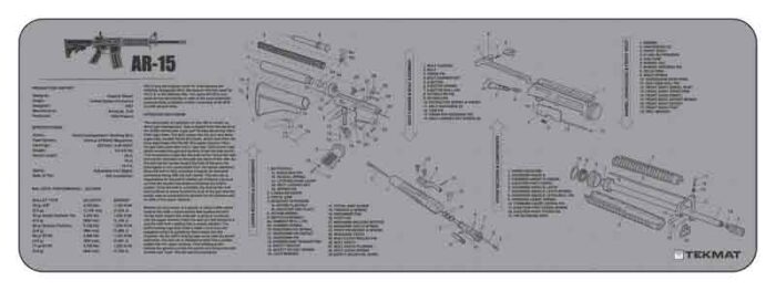 Tekmat Armorers Bench Mat 12"x36" Ar-15 Grey