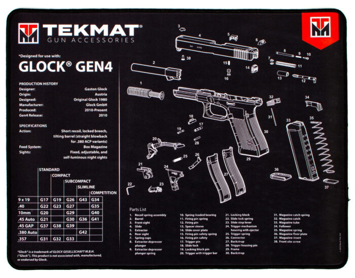 Tekmat Armorers Ultra 15inx20in Glock Gen 4 Bench Mats