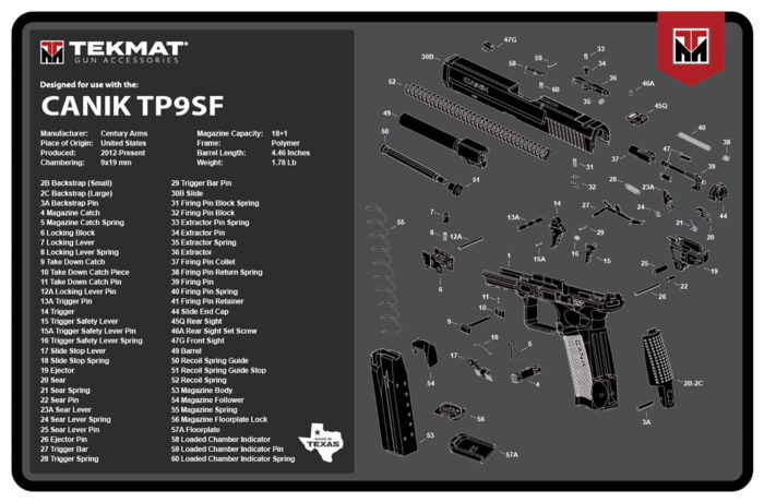 TekMat Canik TP9SF Cleaning Mat Black/Gray Thermoplastic Fiber