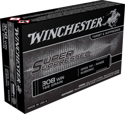 Winchester .308 168 Grain Open Tip Subsonic Brass Case Centerfire Rifle Ammunition