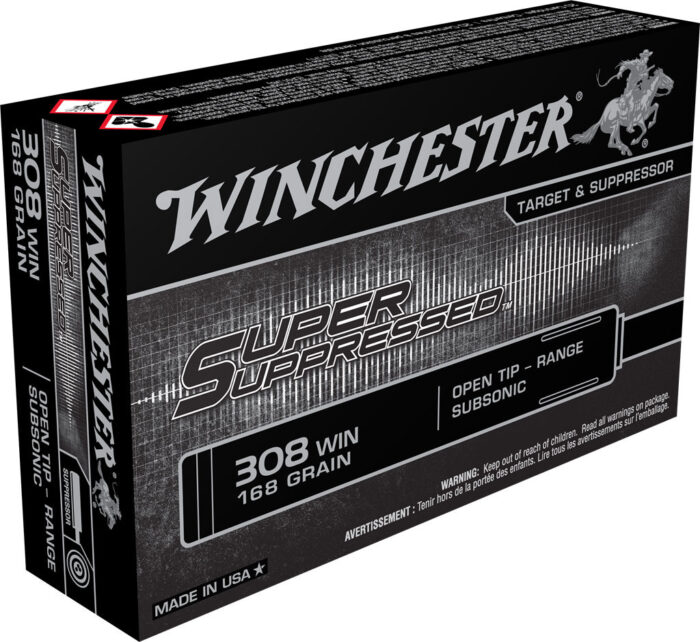 Winchester .308 168 Grain Open Tip Subsonic Brass Case Centerfire Rifle Ammunition