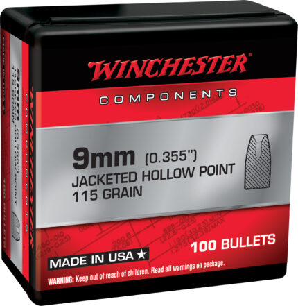 Winchester Ammo Centerfire Handgun Reloading, 9 mm .355, 115 Grain, JHP