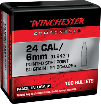 Winchester Ammo Centerfire Rifle Reloading 243 Win .243 80 Gr Pointed Soft Poin WB243SP80X
