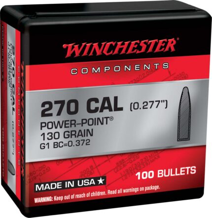 Winchester Ammo Centerfire Rifle Reloading 270 Win .277 130 Gr Power-Point (PP) WB270P130X