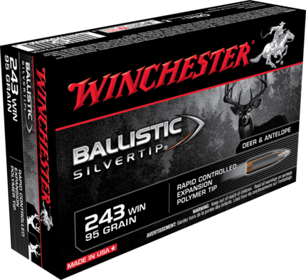 Winchester Ballistic Silvertip .243 Winchester 95 grain Rapid Expansion Polymer Tip Brass Cased Centerfire Rifle Ammunition