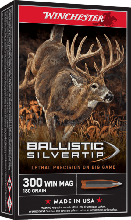 Winchester Ballistic Silvertip .300 Winchester Magnum 180 grain Fragmenting Polymer Tip Brass Cased Centerfire Rifle Ammunition