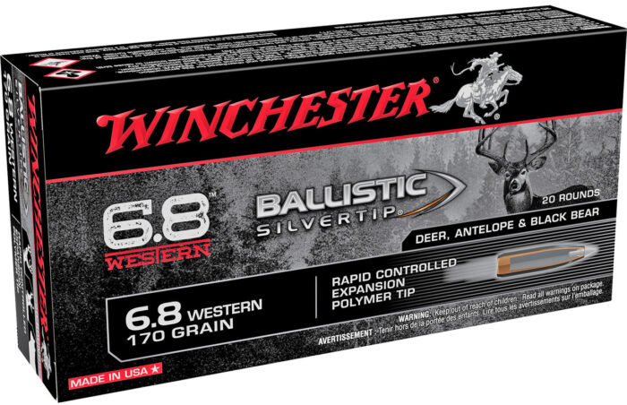 Winchester Ballistic Silvertip 6.8 Western 170 Grain Rapid Controlled Expansion Polymer Tip Brass Cased Centerfire Rifle Ammunition