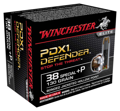 Winchester Defender Handgun .38 Special +P 130 grain Bonded Jacketed Hollow Point Centerfire Pistol Ammunition