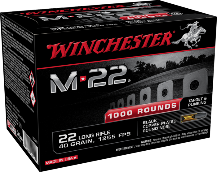 Winchester M-22 .22 Long Rifle 40 Grain Copper Plated Lead Round Nose Rimfire Ammunition