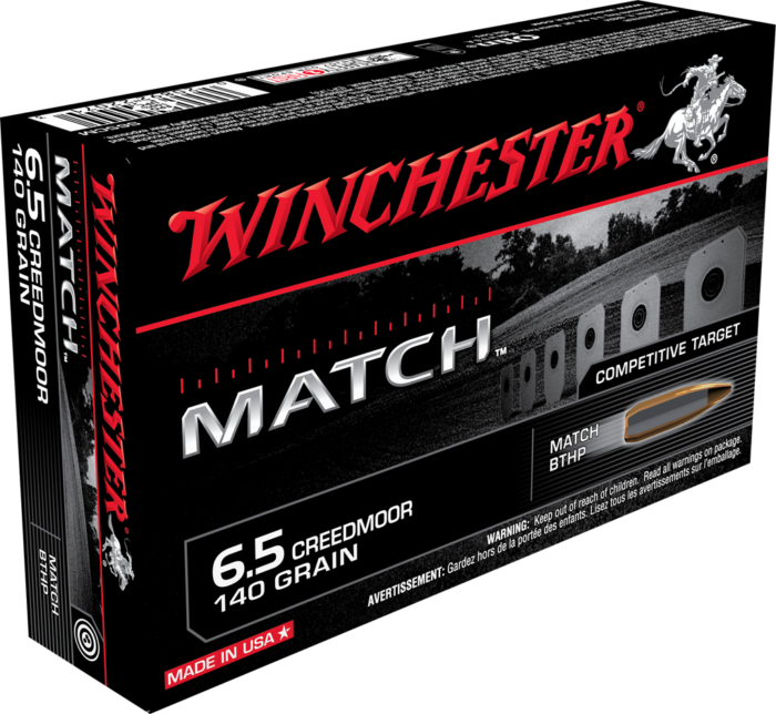 Winchester Match 6.5 Creedmoor 140 grain Boat Tail Hollow Point Centerfire Rifle Ammunition