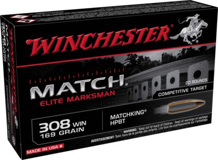 Winchester Match Elite Marksman .308 Winchester 169 Grain Matchking HPBT Brass Cased Rifle Ammunition