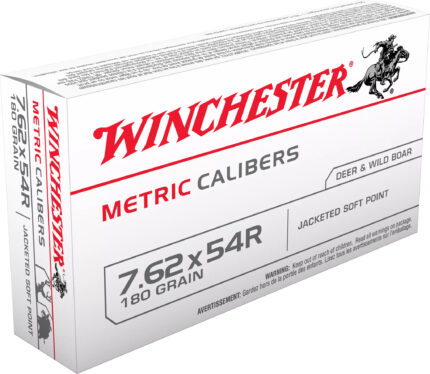 Winchester Metric 7.62x54mm Russian 180 grain Jacketed Soft Point (JSP) Brass Centerfire Rifle Ammunition