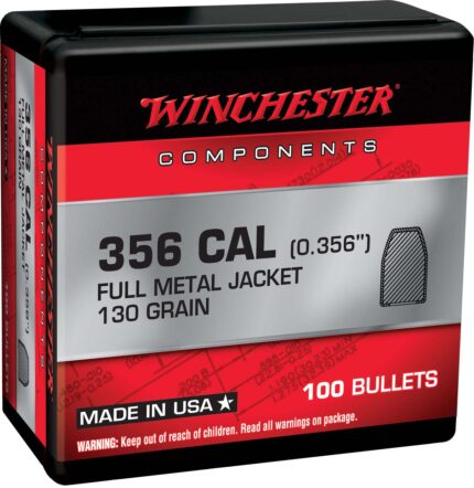 Winchester Pistol Bullets, 38 Cal, 130 Grain, Full Metal Jacket