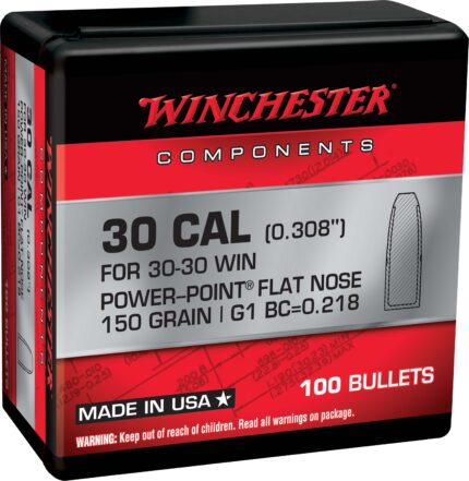 Winchester Rifle Bullets, 30-30 Win, 150 Grain, Flat Nose Lead