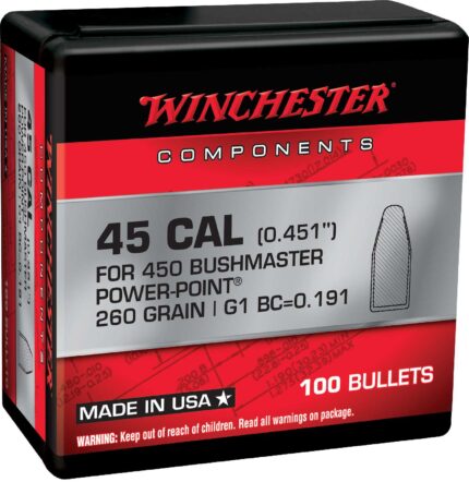 Winchester Rifle Bullets, 450 Bushmaster, 260 Grain, Power-Point