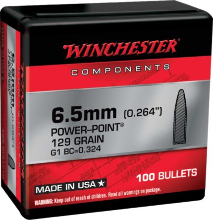 Winchester Rifle Bullets, 6.5 Creedmoor, 129 Grain, Power-Point