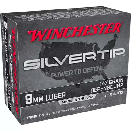 Winchester Silvertip 9mm Luger 147 Grain Defense JHP Brass Pistol Ammunition