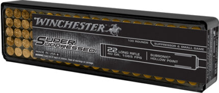 Winchester Super Suppressed .22 Long Rifle 40 Grain Subsonic Hollow Point Rimfire Ammunition