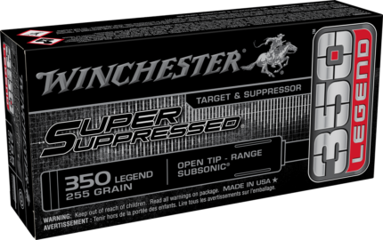 Winchester Super Suppressed .350 Legend 255 grain Subsonic Open Tip Range Centerfire Rifle Ammunition