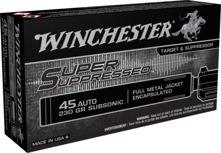 Winchester Super Suppressed .45 ACP 230 grain Full Metal Jacket Centerfire Pistol Ammunition