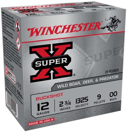 Winchester Super-x 12ga 2.75" 00 Buck 9 Pellets 25rd 10bx/cs