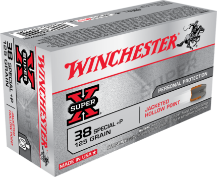 Winchester Super-X Handgun .38 Special +P 125 grain Jacketed Hollow Point Centerfire Pistol Ammunition