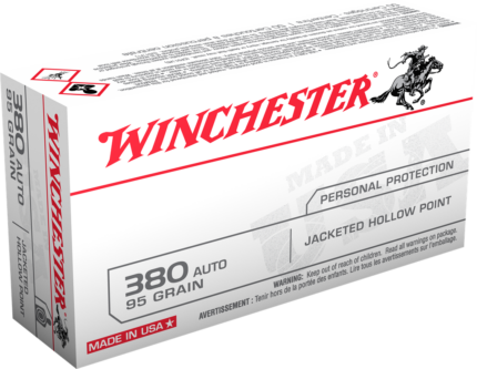 Winchester Super-X Handgun .380 ACP 95 grain Jacketed Hollow Point Centerfire Pistol Ammunition
