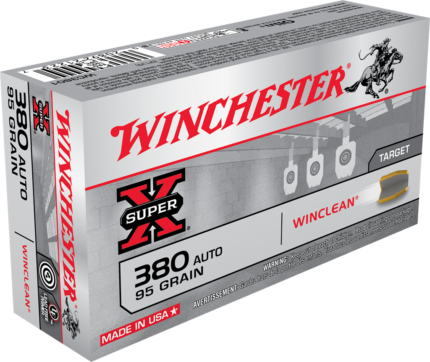 Winchester Super-X Handgun .380 ACP 95 grain WinClean Enclosed Base Brass Cased Centerfire Pistol Ammunition