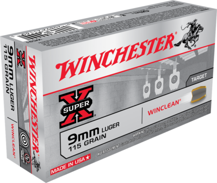 Winchester Super-X Handgun 9 mm Luger 115 grain WinClean Enclosed Base Centerfire Pistol Ammunition