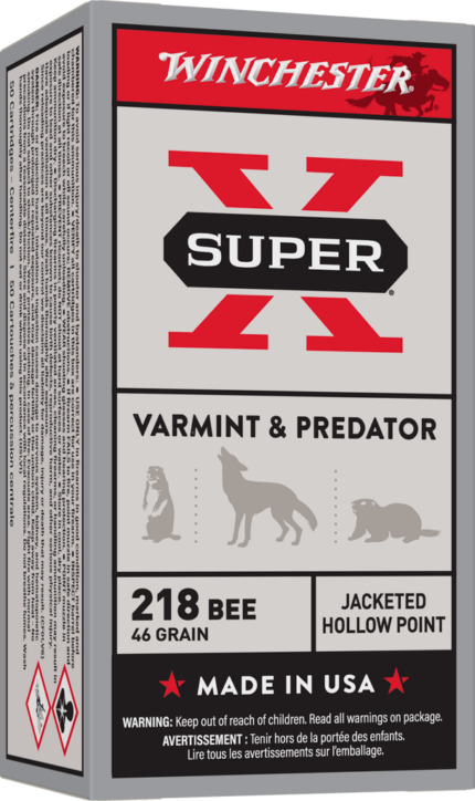 Winchester Super-X RIFLE .218 Bee 46 grain Jacketed Hollow Point Centerfire Rifle Ammunition