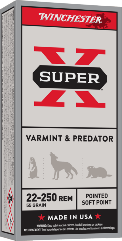 Winchester Super-X RIFLE .22-250 Remington 55 grain Jacketed Soft Point Centerfire Rifle Ammunition
