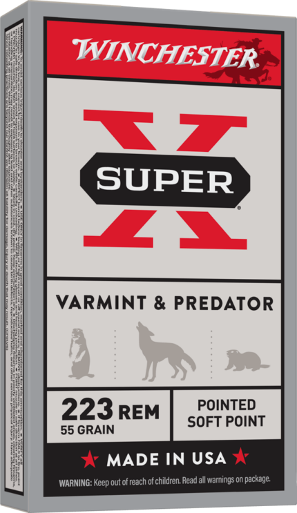 Winchester Super-X RIFLE .223 Remington 55 grain Jacketed Soft Point Brass Cased Centerfire Rifle Ammunition
