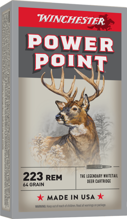 Winchester Super-X Rifle .223 Remington 64 grain Power-Point Brass Cased Centerfire Rifle Ammunition