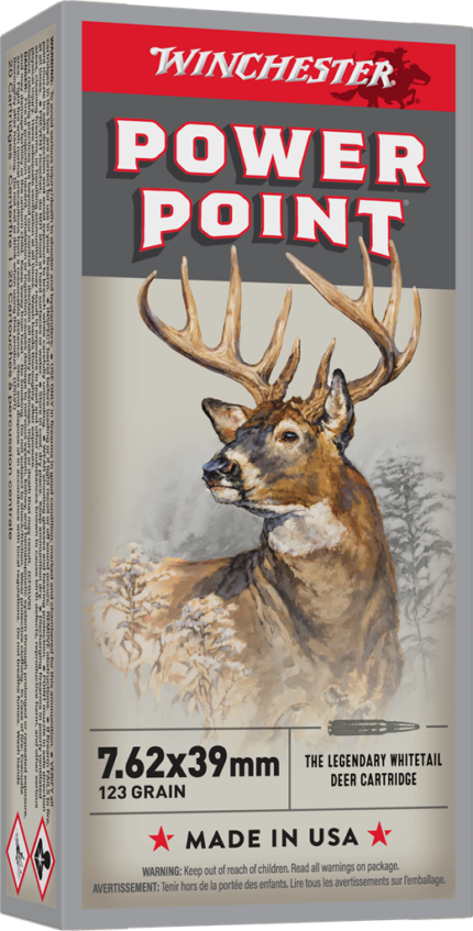 Winchester Super-X Rifle 7.62x39 mm 123 grain Power-Point Brass Cased Centerfire Rifle Ammunition