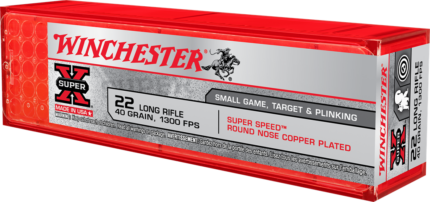 Winchester Super-X RIMFIRE .22 Long Rifle 40 grain Copper Plated Lead Round Nose Rimfire Ammunition