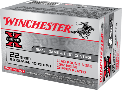 Winchester Super-X RIMFIRE .22 Short 29 grain Copper Plated Lead Round Nose Rimfire Ammunition