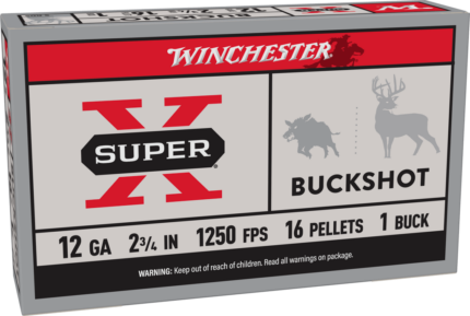 Winchester Super-X Shotshell 12 Gauge 16 Pellets 2.75" Shotgun Buckshot Ammunition