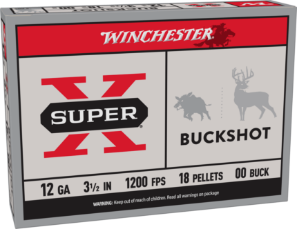 Winchester Super-X Shotshell 12 Gauge 18 Pellets 3.5" Shotgun Buckshot Ammunition