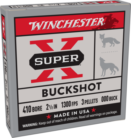 Winchester Super-X Shotshell 410 Bore 3 Pellets 2.5" Shotgun Buckshot Ammunition