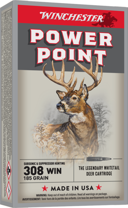Winchester Super-X Subsonic EXPANDING .308 Winchester 185 grain Copper Plated Hollow Point Centerfire Rifle Ammunition