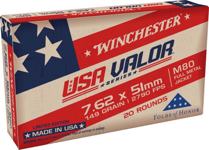 Winchester USA 7.62x51mm 149 Grain Full Metal Jacket Brass Rifle Ammunition