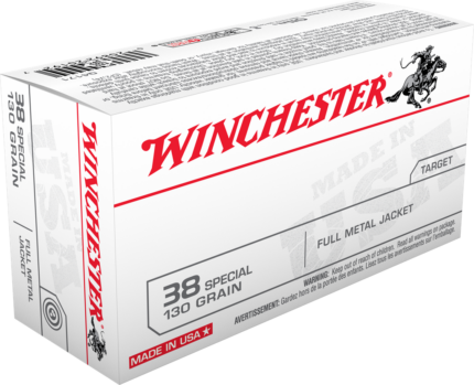 Winchester USA Handgun .38 Special 130 Grain Full Metal Jacket (FMJ) Centerfire Pistol Ammunition