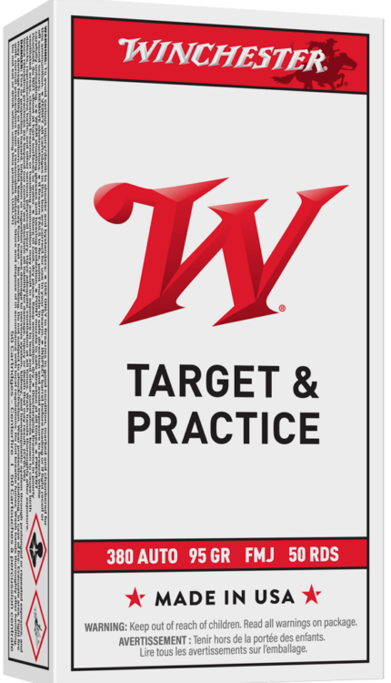 Winchester USA Handgun .380 ACP 95 grain Full Metal Jacket Brass Cased Centerfire Pistol Ammunition