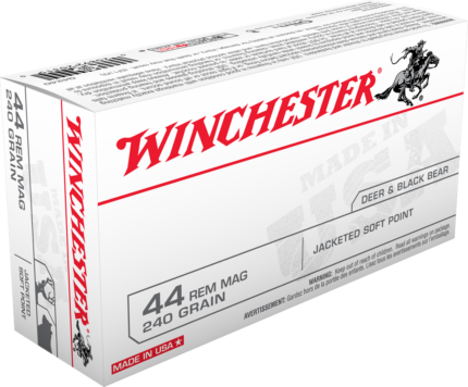 Winchester USA Handgun .44 Magnum 240 grain Jacketed Soft Point Brass Cased Centerfire Pistol Ammunition