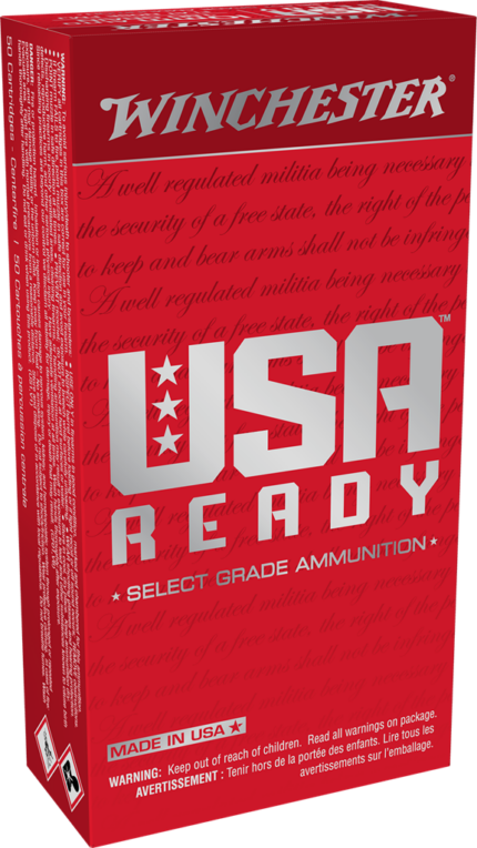 Winchester USA Ready 10mm 180 Grain Full Metal Jacket Flat Nose Pistol Ammunition